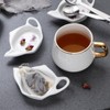 Tea Bag Coaster Set of 6 White Ceramic Tea Bag