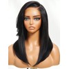 UNICE Yaki Straight Human Hair Drawstring Wig with Side Bangs