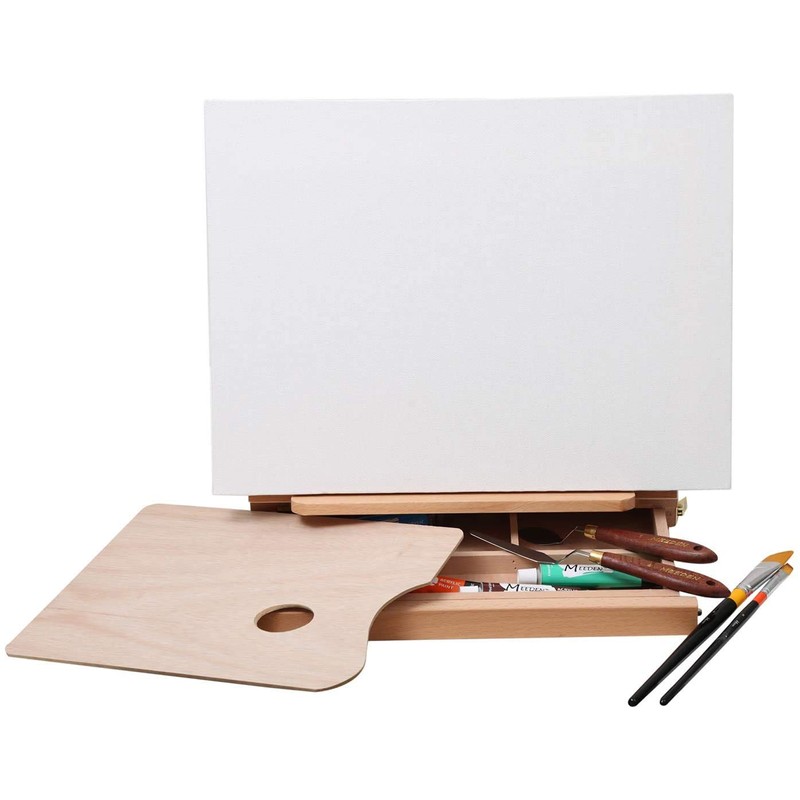 MEEDEN Table Sketch Box Easel -Portable Solid Beech Tabletop Wood