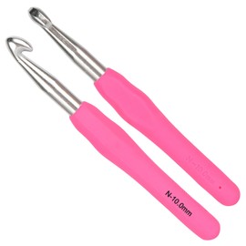 Coopay Crochet Hooks 10.0 mm, Pack of 2 Small Crochet Hooks for Amigurumi and Fine Crochet, Lace Crochet Hooks with Soft Handle, Small Crochet Hooks, Ergonomic TPR Handle Crochet Hooks, 10.0 mm