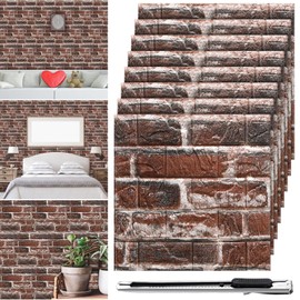 Tinlade 30 Pcs 28.81 Sq ft 3D Wall Panels Peel and Stick Foam Brick Wallpaper Printable Faux Brick Wall Panels Decorative Self Adhesive Tiles Waterproof(Red Brick)