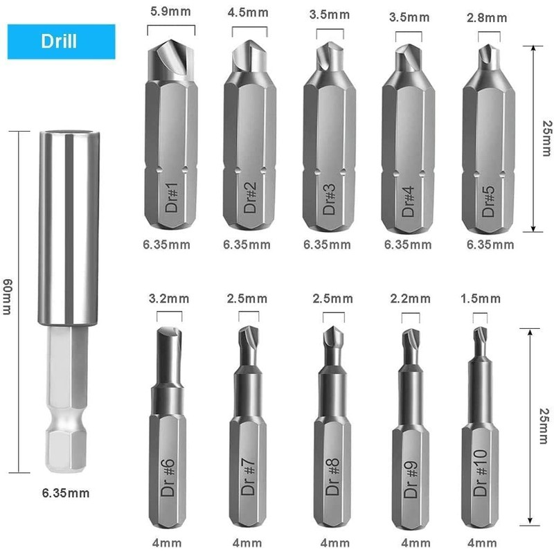 Bestgle 22 Pcs Mini Damaged Screw Extractor Small Stripped Screws