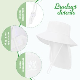 Baby Sun Hat Toddler Bucket Hats with Removable Neck Flap for Boys Girls Kids with Wide Brim Summer Beach UPF 50+ Light Grey 0-6 Months