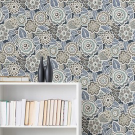 NuWallpaper NUS3160 Dream On Navy Peel & Stick Wallpaper, Blue