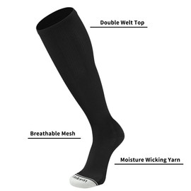 Londkaron Youth Performance Baseball & Softball Socks (3 Pairs) over the Calf (Small, Black/White)