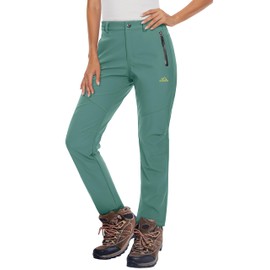 MAGCOMSEN Women's Winter Pants Waterproof Insulated Ski Snow Pants Warm Fleece Lined Outdoor Hiking Snowboard Pants Green XS