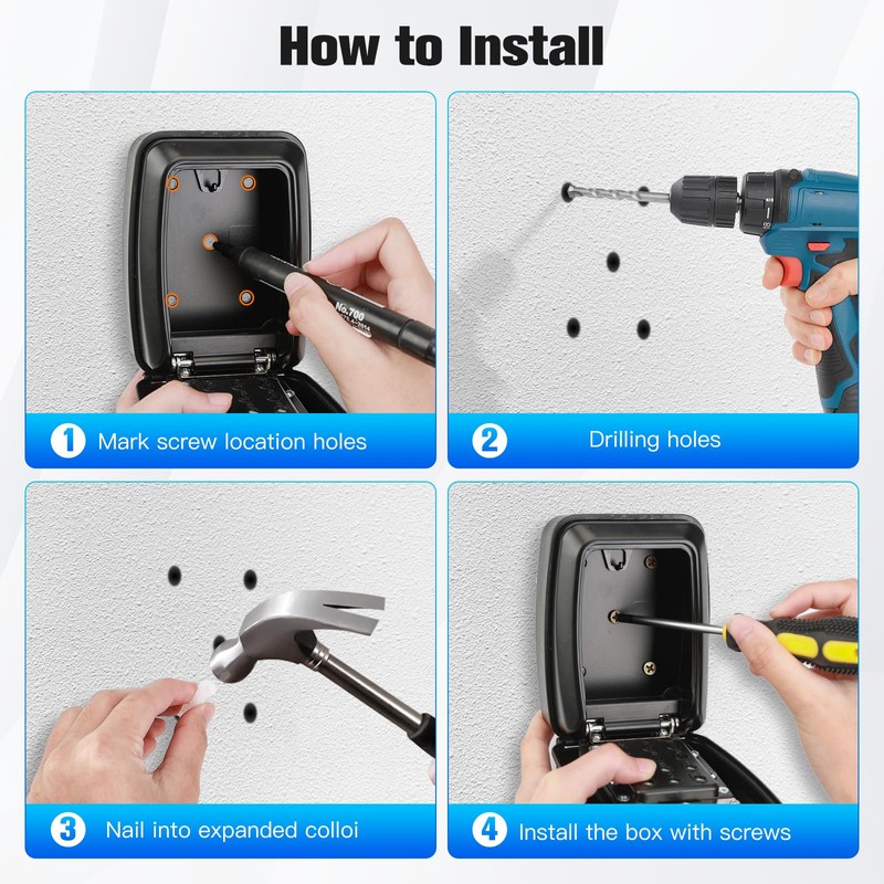 Thlevel Key Lock Box for Outside, Key Safe Wall Mounted