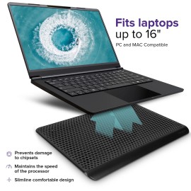 Targus 16 Inch Laptop Cooling Pad Ultra Slim USB Fan Chill Mat for PC Mac Gaming