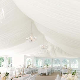 1 Panel Ivory Ceiling Drapes for Wedding Ceiling Drapes 5ftx30ft Wedding Arch Draping Fabric Premium Polyester Ceiling Drapery Draping Decorations for Party Ceremony Stage Swag