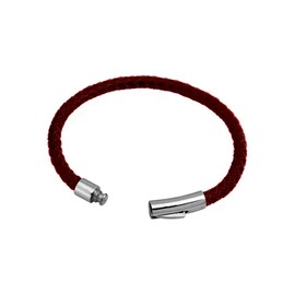 KunBead Braided Mens Red Leather Bracelets for Women with Stainless Steel Clasp Cuff Bangle Birthday Bracelet