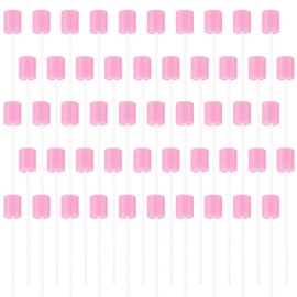 Pack of 100 Cleaning Mouth Swabs, Sponge Mouth Swabs, Mouth Care Sponge, Mouth Sponge Sticks, for Daily Oral Care and Household Supplies of Adults, Children or Pets (Pink)