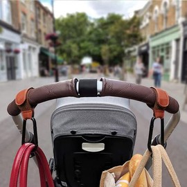 FASELE Baby Stroller Hooks, Set of 2, Stroller Hooks, Load Capacity 55.1 lbs (25 kg), Luggage Hanging, PU Leather, Mother's Bag, Stroller Hook, Luggage Hook, Aluminum Alloy, Heavy Duty