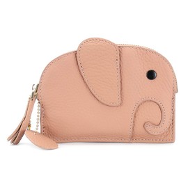 FORRICA Women's Elephant Small Purse Genuine Leather Women Lightweight Mini Purse Zip Short Wallet Lightweight Keychain Wallet, pink, Wallet