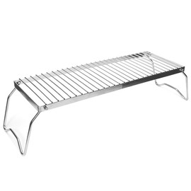 GoodsLand GD-CCSTAND-LG Long Cooker Stand Stainless Steel Folding Trivet Grill Stand Bonfire Stand Camping Table Grill BBQ BBQ
