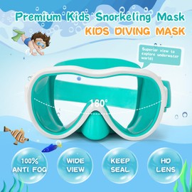 Kids Swim Goggles with Nose Cover, Anti-Leak Swim Mask with Elastic Fabric Strap, UV Protection Swimming Goggles for Kids