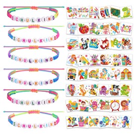 HOWAF Endlich Schulkind Bracelet First Day of School Bracelets First Day of School Tattoos Tattoo Children School Cone School Introduction Party Bag Children's Birthday Gift First Day of School Gifts