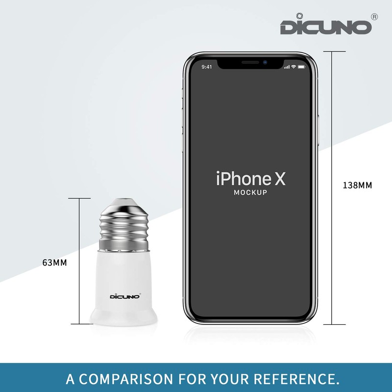 DiCUNO E26 to E26 Socket Extender, 3CM/1.18IN Socket Extension, 165℃