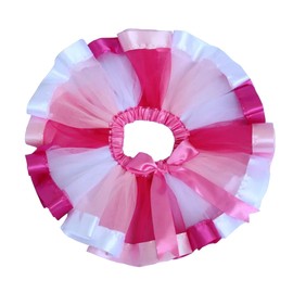 BGFKS Layered Ballet Tulle Rainbow Tutu Skirt for Little Girls Dress Up with Colorful Hair Bows (Hot Pink,2-4T)