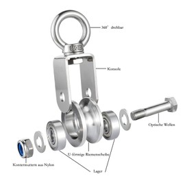 KCNOFNC Pulley Steel Cable with 2 Ball Bearings, Fitness 304 Stainless Steel, Load Capacity 500 kg