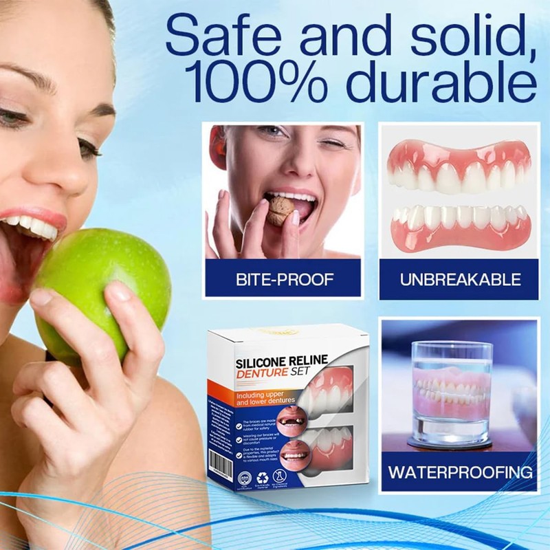2PCS Silicone Reline Denture Set, Silicone Dentures