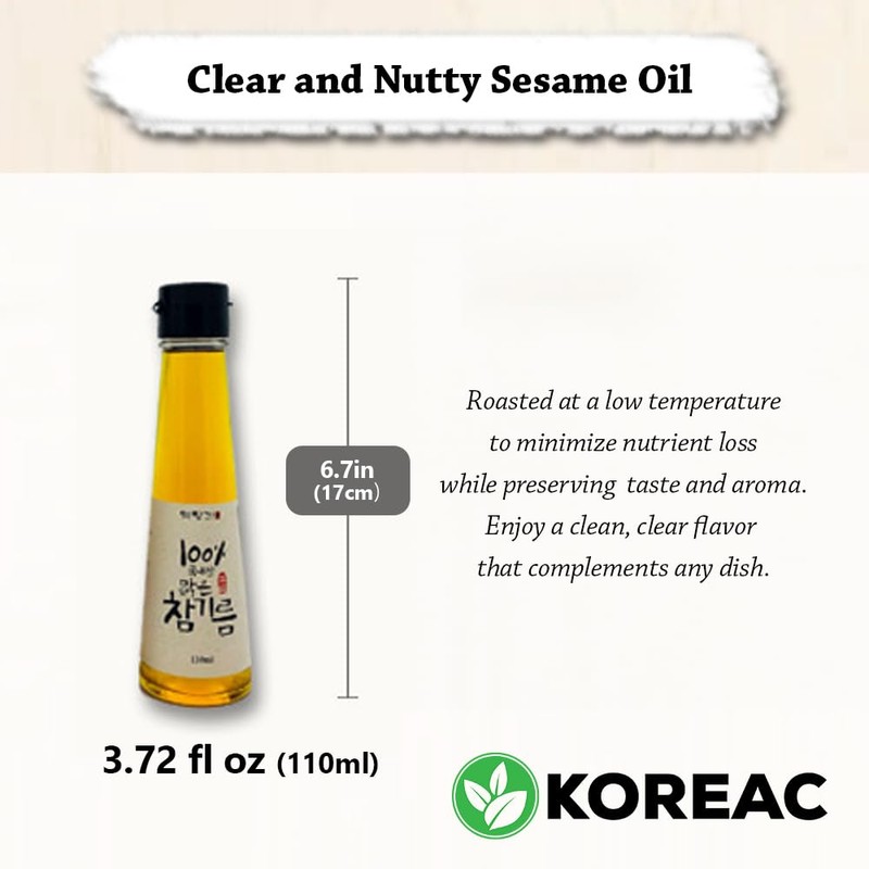 KOREAC_ 한국 참기름 Korean Mildly Roasted Pure Sesame Oil 110ml