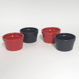 Auflaufform für Soufflée, Durchmesser 9,5 cm, Farbe Rot und Schwarz, 4 Stück