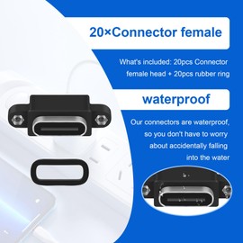 Niukuyu 20 Pcs Micro-USB TYPE C 4Pin Waterproof Female USB C Socket Port with Screw Hole Power Charging Interface USB Connector