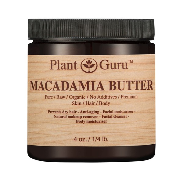 Macadamia Body Butter 4 oz.100% Pure Raw Fresh Natural Cold Pressed. Skin Body and Hair Moisturizer, DIY Creams, Balms, Lotions, Soaps.