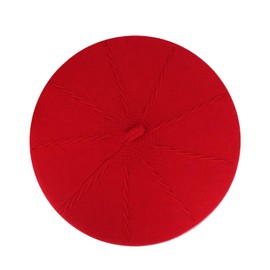 Gllutt Cashmere Beret Hat French Style Stretch Knit Solid Color Both Side Usable (Cashmere Red)