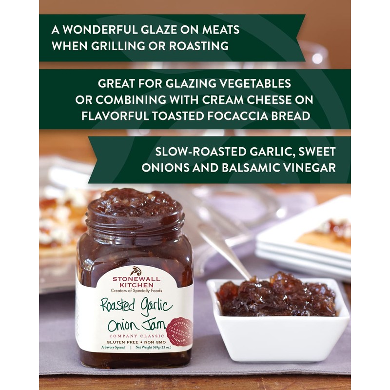 Stonewall Kitchen Roasted Garlic Onion Jam, 13 Ounces (Pack of