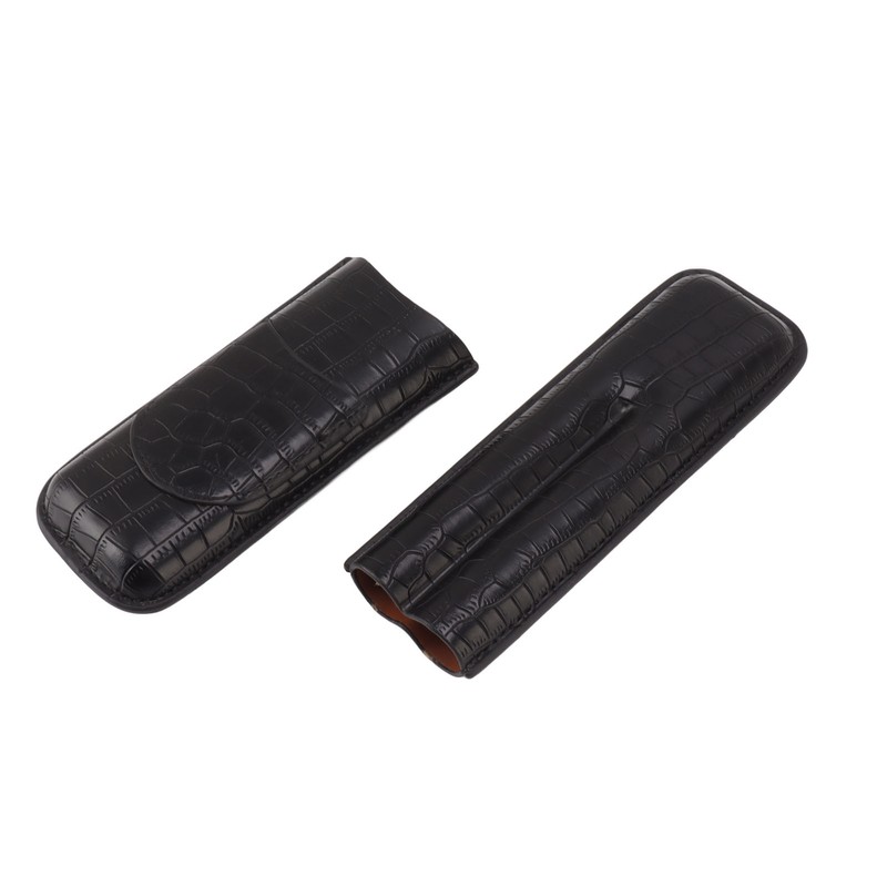 Cigar Case 2 Finger Moisturizing Faux Leather Portable Cigar Box