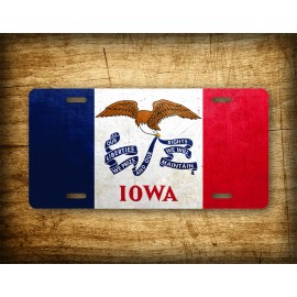 SignsAndTagsOnline Iowa Weathered Metal Flag License Plate Antique IA State Flag Auto Tag