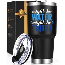 Gtmileo Tequila Gifts, Might Be Water Might Be Tequila 30oz Insulated Tumbler, Funny Gifts for Women, Funny Tumblers Adult Humor, Birthday Christmas Gifts for Women Men Friends(Black)