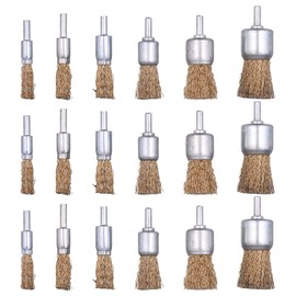 Mixiflor 18 Pack Wire End Brush Set, Brass Wire Brush for Drill ,6 Sizes 0.012" Crimped Wire Wheel for Drill 1/4 Inch Shank, for Drill Attachment