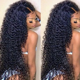 Bele 13x6 HD Transparent Lace Front Wigs Human Hair 200% Density 22 inch Brazilian Deep Curly Human Hair Lace Frontal Wigs for Black Women Pre Plucked with Baby Hair Bleached Knots Natural Color