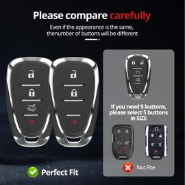 QfungYe For Chevy Key Fob Cover with Keychain.No Screws Required for Installation. Compatible with Chevy Equinox Malibu Camaro Cruze Trailblazer Traverse Blazer Sonic Volt Bolt(Red, 4 Button)