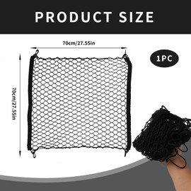 Vidsmow Luggage Net Car Boot Net 70 x 70 cm with 4 Hooks, Boot Net for Luggage Fixing, Elastic Net for Boot Motorhome SUV Car, Separation Net Storage Net Car Universal