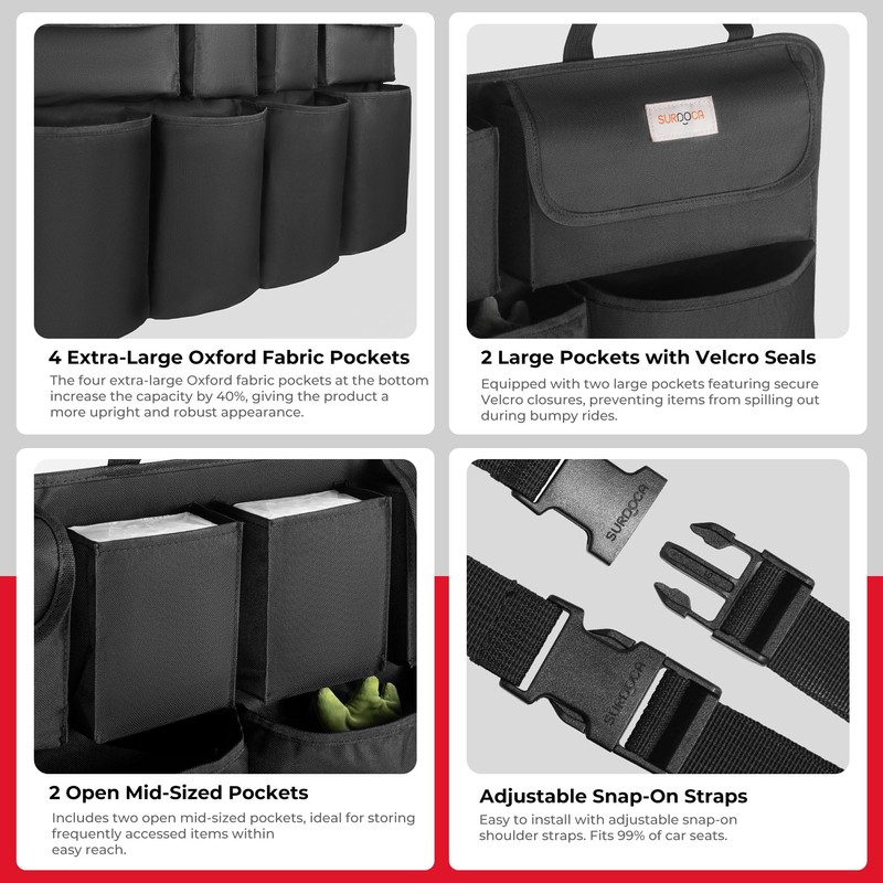 SURDOCA Hanging Trunk Organizer, NEW MODEL Car Organizers and Storage,