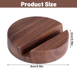HekouJiub Walnut Wood Phone Stand, Single Slot Round Portable Mobile Cell Phone Holder, Minimalistic Modern Desk Tabletop Organizer for Kitchen Bathroom Office Accessories