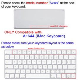 SANFORIN Keyboard Cover Skin for Apple iMac Magic Keyboard 2nd Gen MLA22LL/ A (Model: A1644), Silicone Skin Protector with Big Letter Design, US Layout, Red Flower