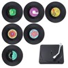 BEEK 5UMI 6PCS Retro Vinyl Record Coasters with Holder Cup