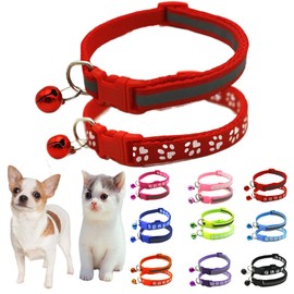 Red Small Cat Collar with Bells Dog Collar with Bell Kitten Puppy Collars Tiny Little Girl Female Boy Puppia Collar for XXS XS XSmall X-Small Extra Small Breed Pets Red XS