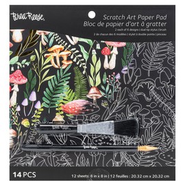 Brea Reese: Scratch Art Paper Pad - Nature - 12 Designs, 8x8 Tear Out Pages, Metallic Guided Art Kit, Adult Craft Activity, Mindful Relaxation