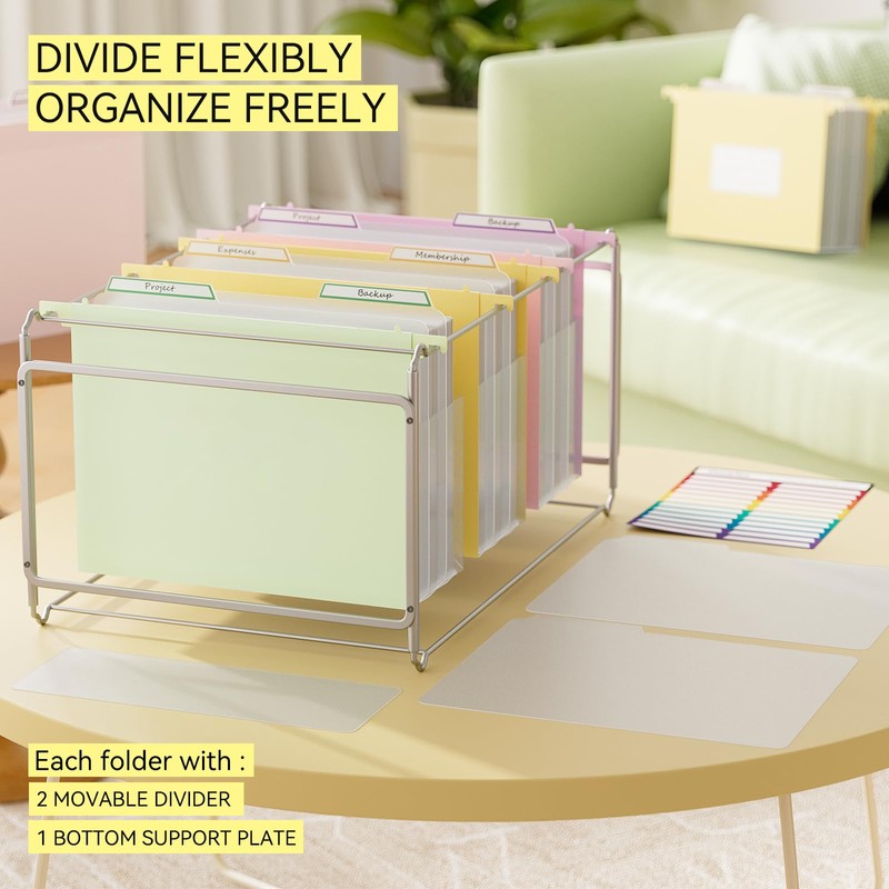 ThinkTex Plastic Expanding Hanging File Folders,Reinforced 4.72" Hanging Accordian Folder，Large