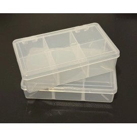 Unbranded Small Clear Plastic Box Hinged Lid With 6 Compartments
