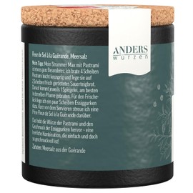 Hartkorn Fleur de Sel a la Guerande Cork Box with Cork Lid, 85 g in a Cardboard Wrap Box with Cork Lid, Resealable and Refillable, Developed with Thomas Anders