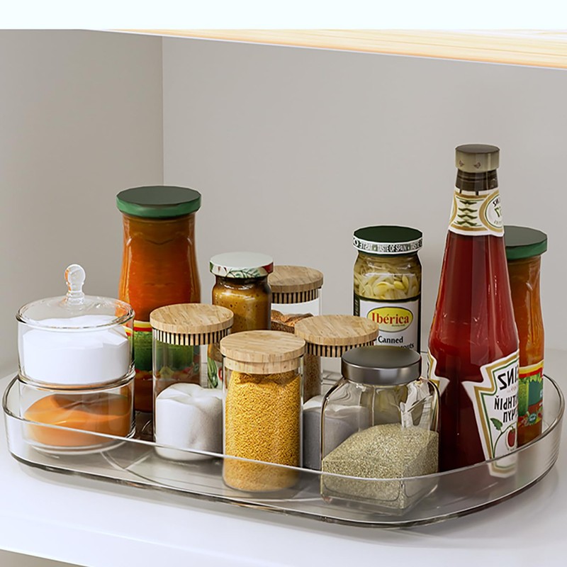 Voova Lazy Susan Turntable Organizer for Refrigerator, 360° Rotating Fridge