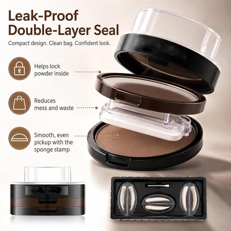 Double Colour Eyebrow Stamp Kit, Waterproof Sweat Proof Natural Matte