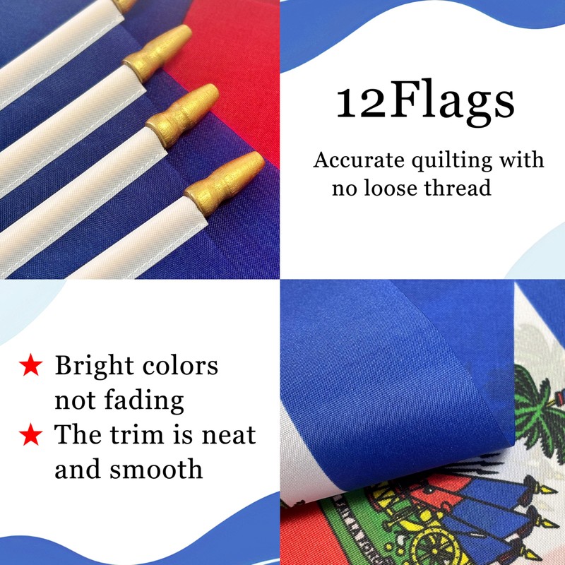 WEITBF 12 Pack 8×12 Inch Haiti Flags Haitian Flags on