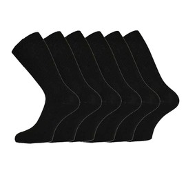 6 x Mens Non Elastic Cotton Socks BIG FOOT Black 11/14